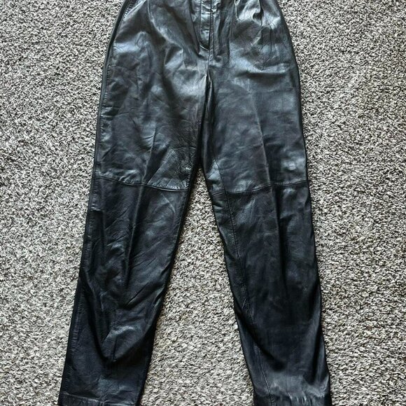 Evan Davies Pants - Vintage 70s Evan Davies Black Nappa Cow Leather Pants Womens 4 Retro Punk Whimsy